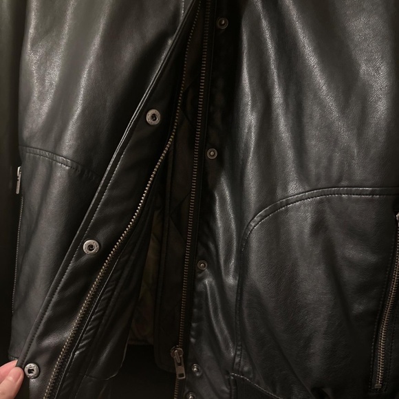 NWOT We The Free Black Vegan Leather Bomber Aviator Jacket - Picture 2 of 4
